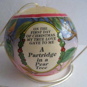 Partridge Pear Tree 12 Days Of Christmas Ornament YMT Int'l Wrapped Satin Ball